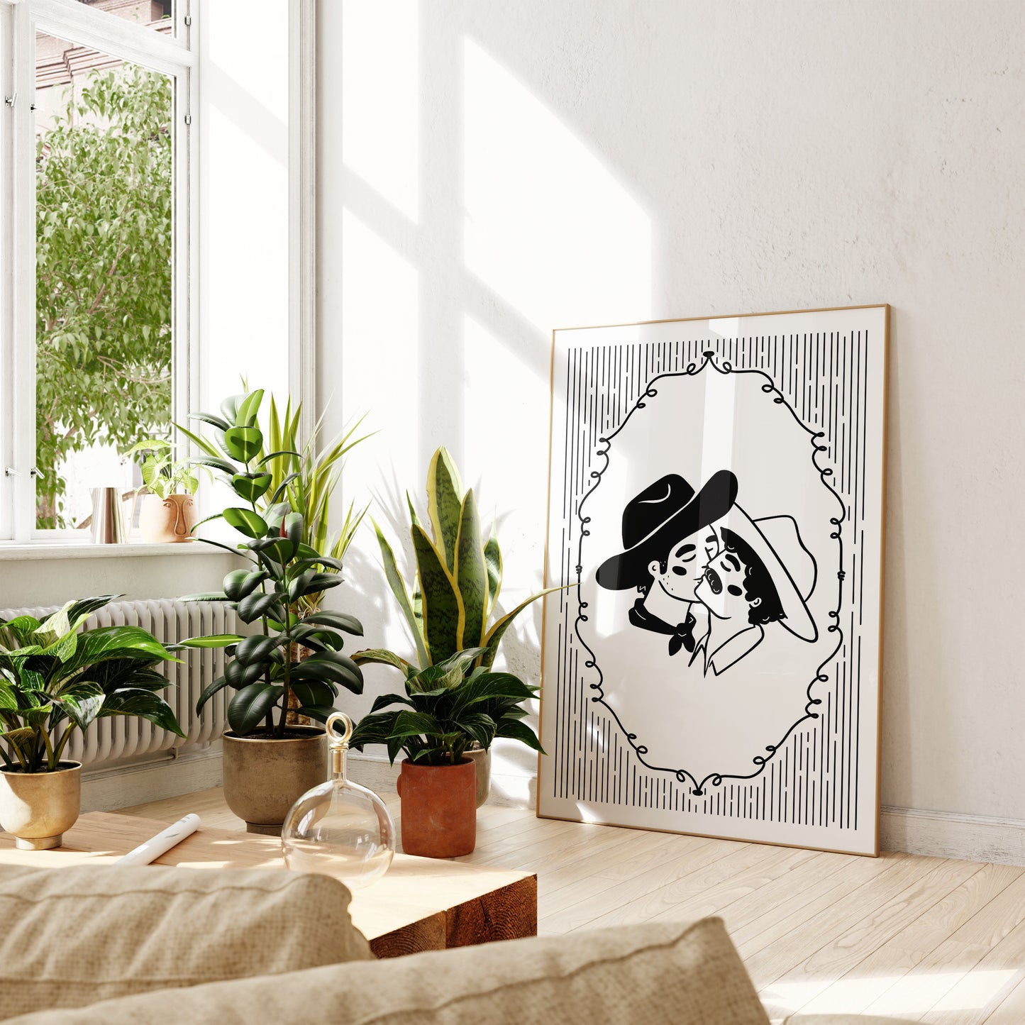 Kissing Cowboys Print