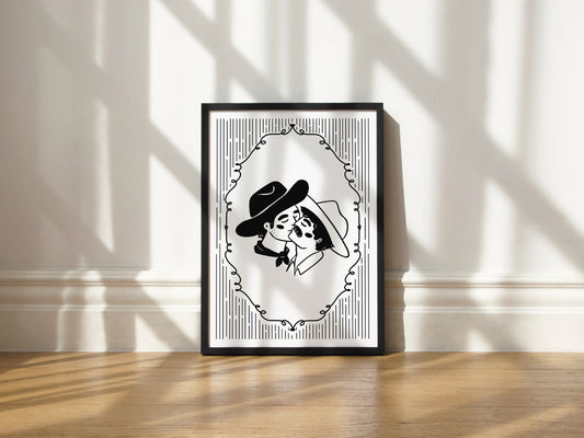 Kissing Cowboys Print