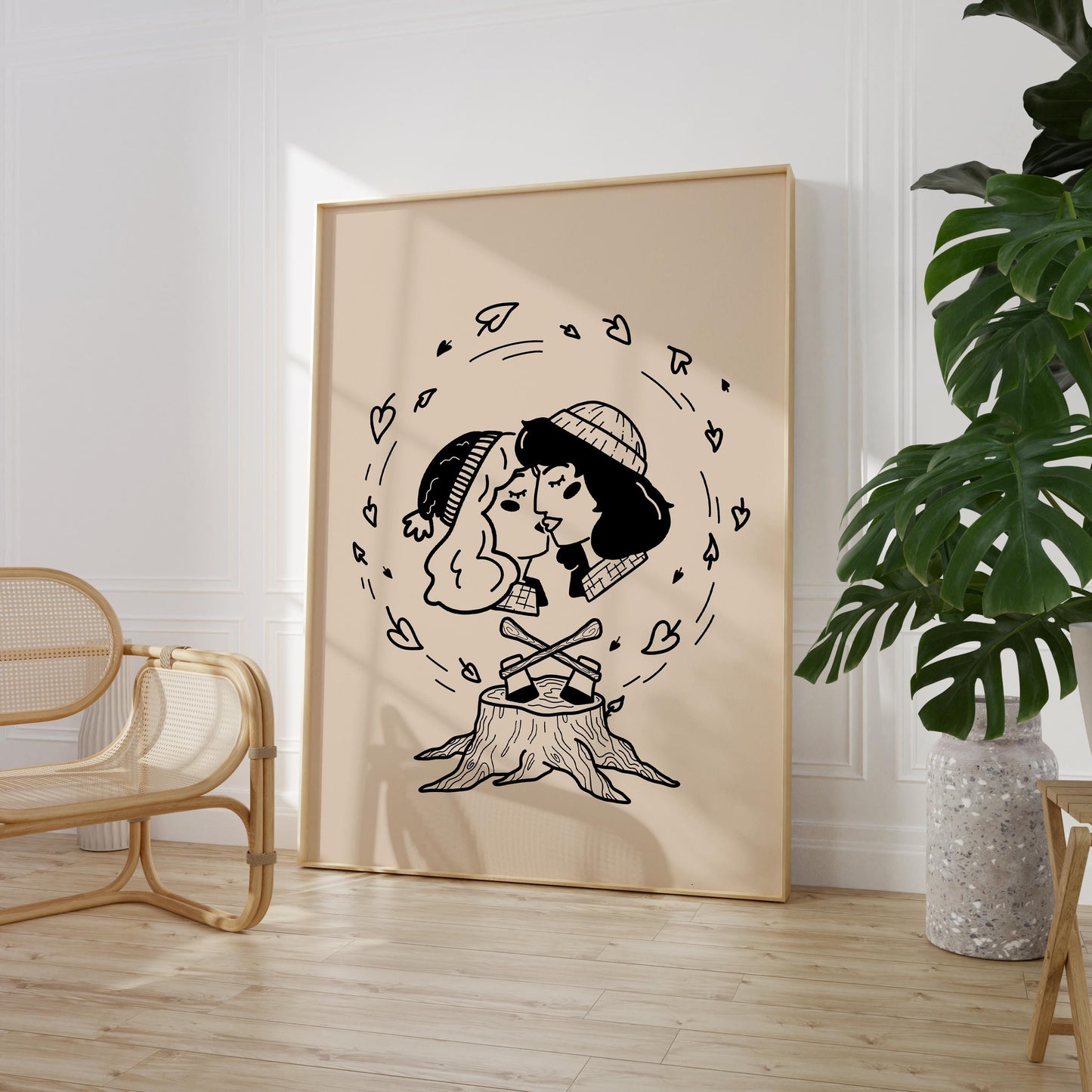 Kissing Lumbergirls Art Print