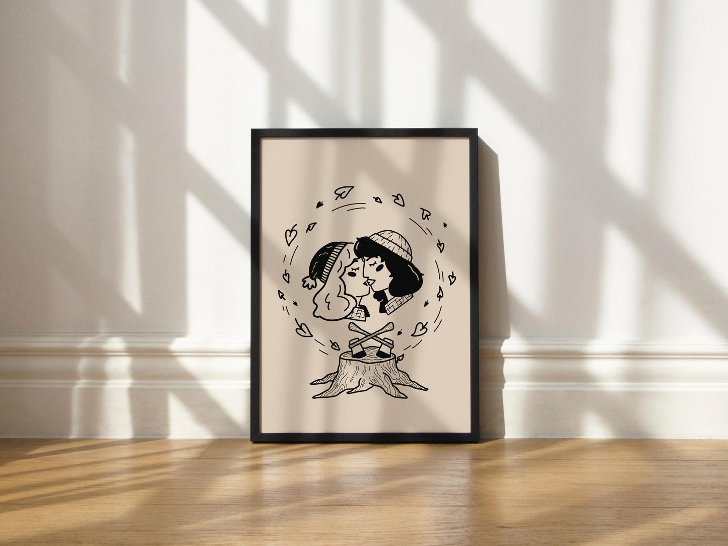 Kissing Lumbergirls Art Print