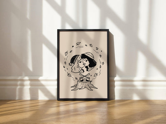 Kissing Lumbergirls Art Print