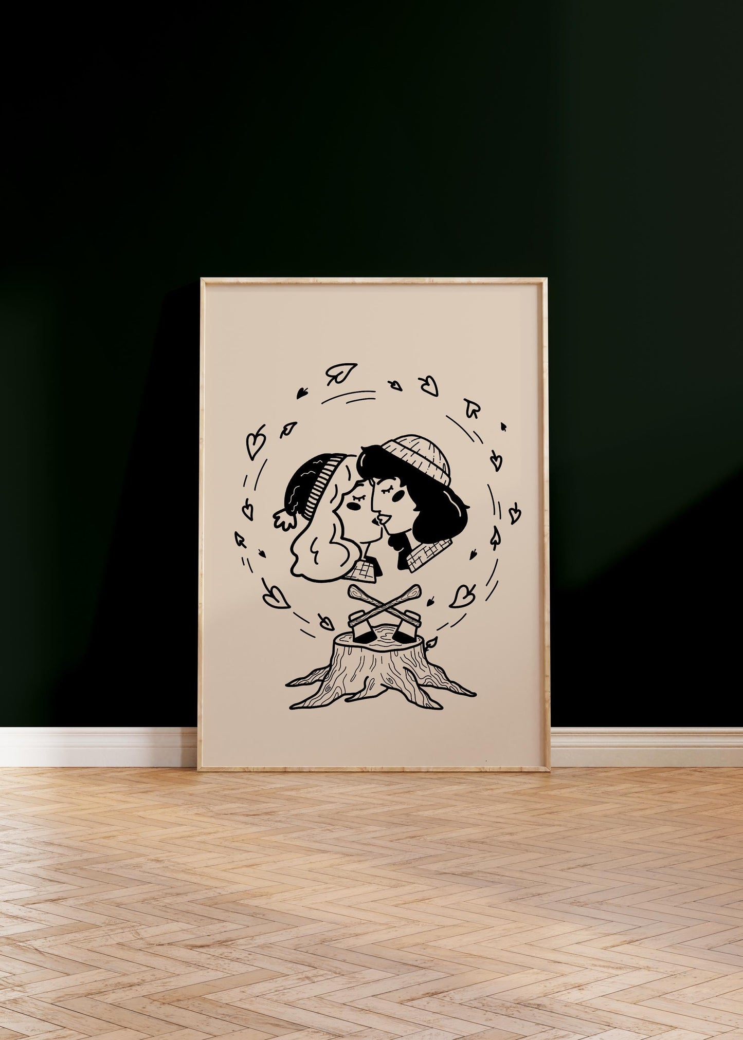 Kissing Lumbergirls Art Print