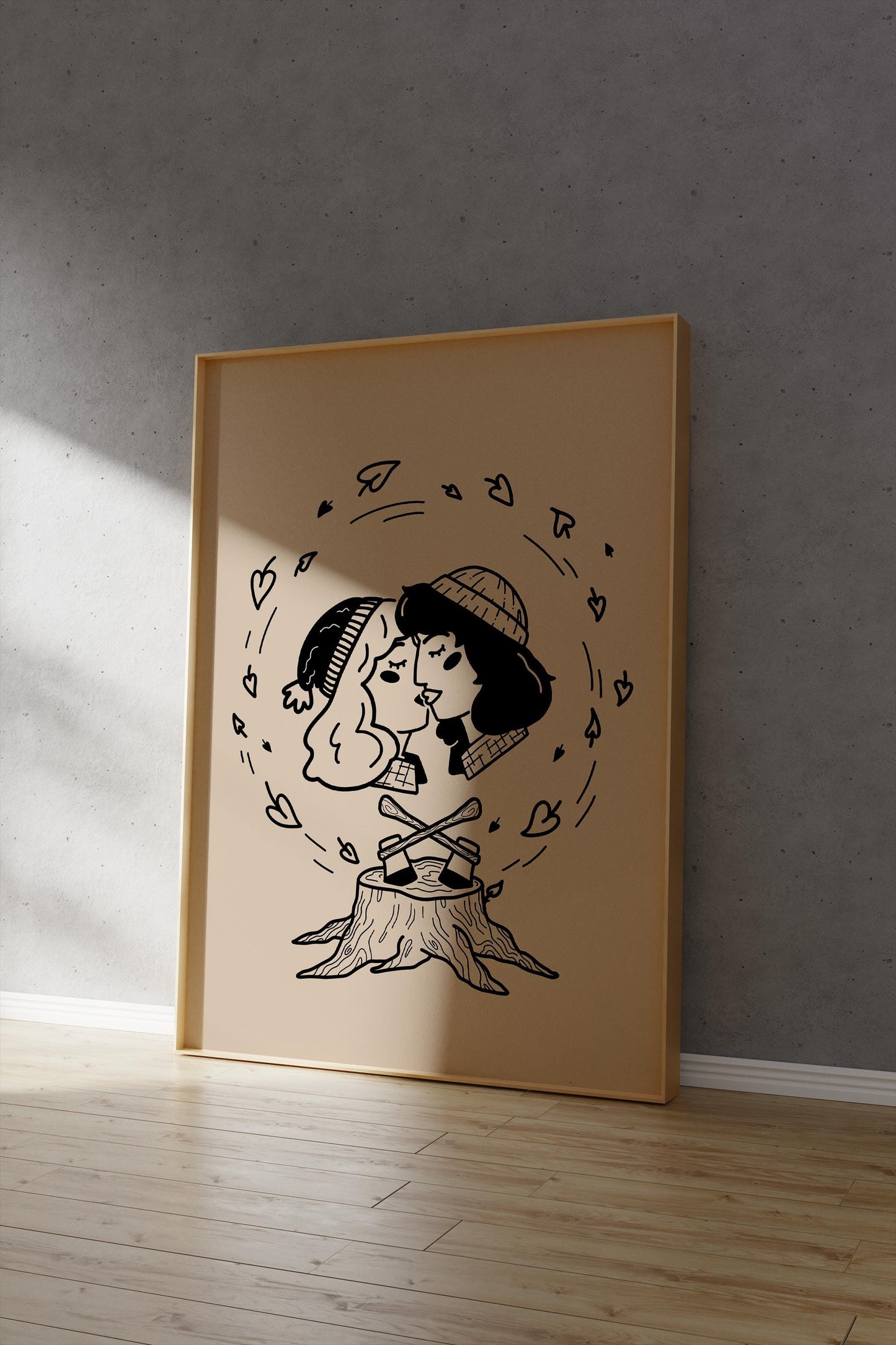 Kissing Lumbergirls Art Print