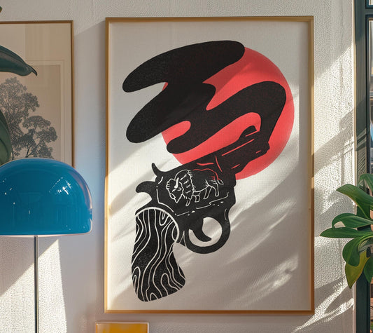 Wild West Buffalo Pistol Rising Sun Print